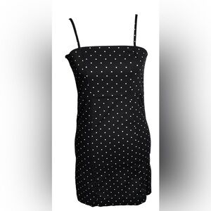 Mia Chica M Black & White Sleeveless Polka Dot Cotton Blend Dress
